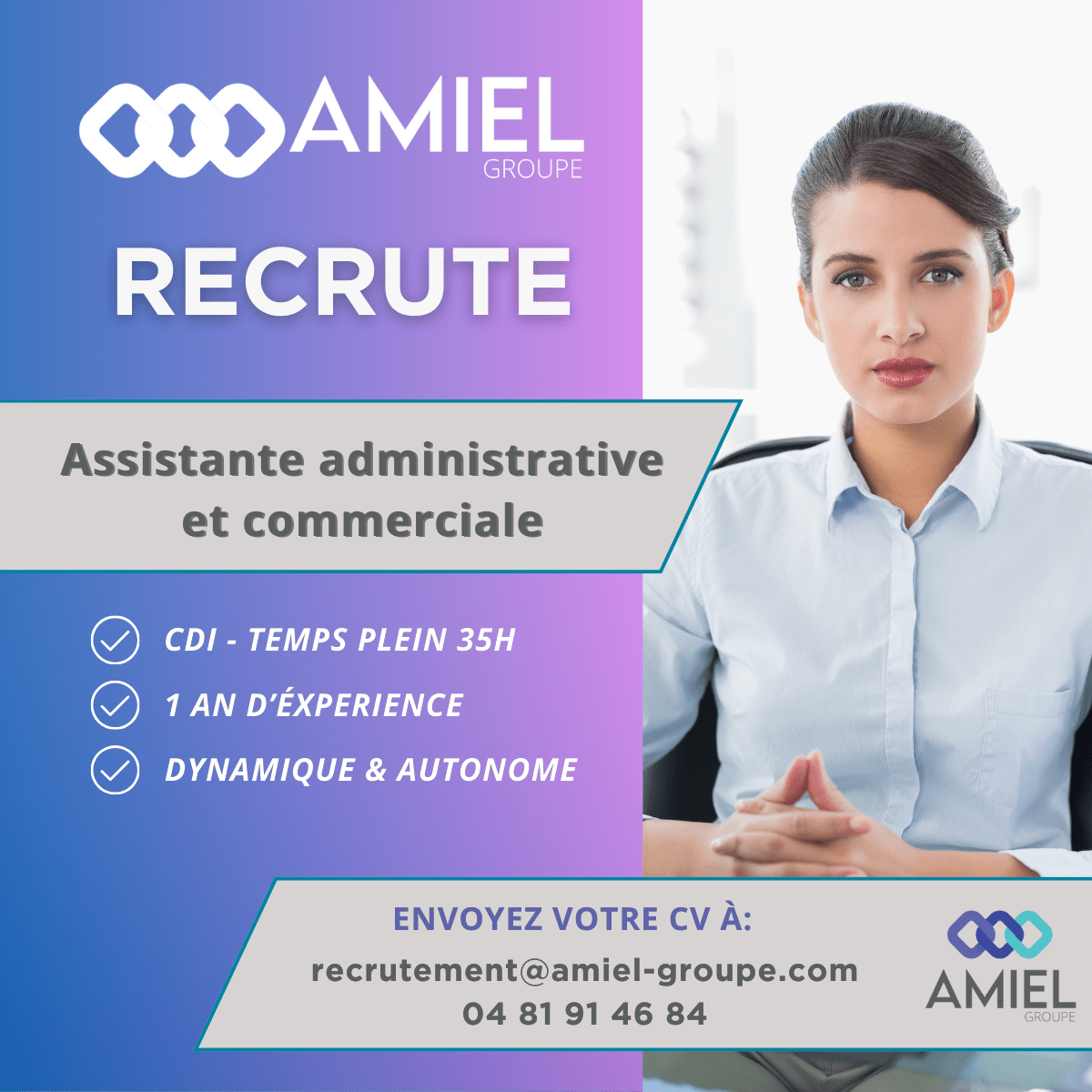 Recrutement Amiel : assistant(e) administratif/ve et commercial(e)