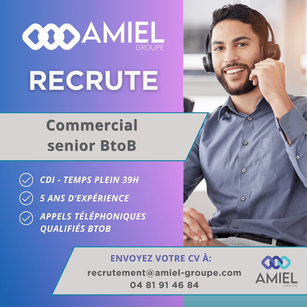 Recrutement Amiel : Commercial senior BtoB